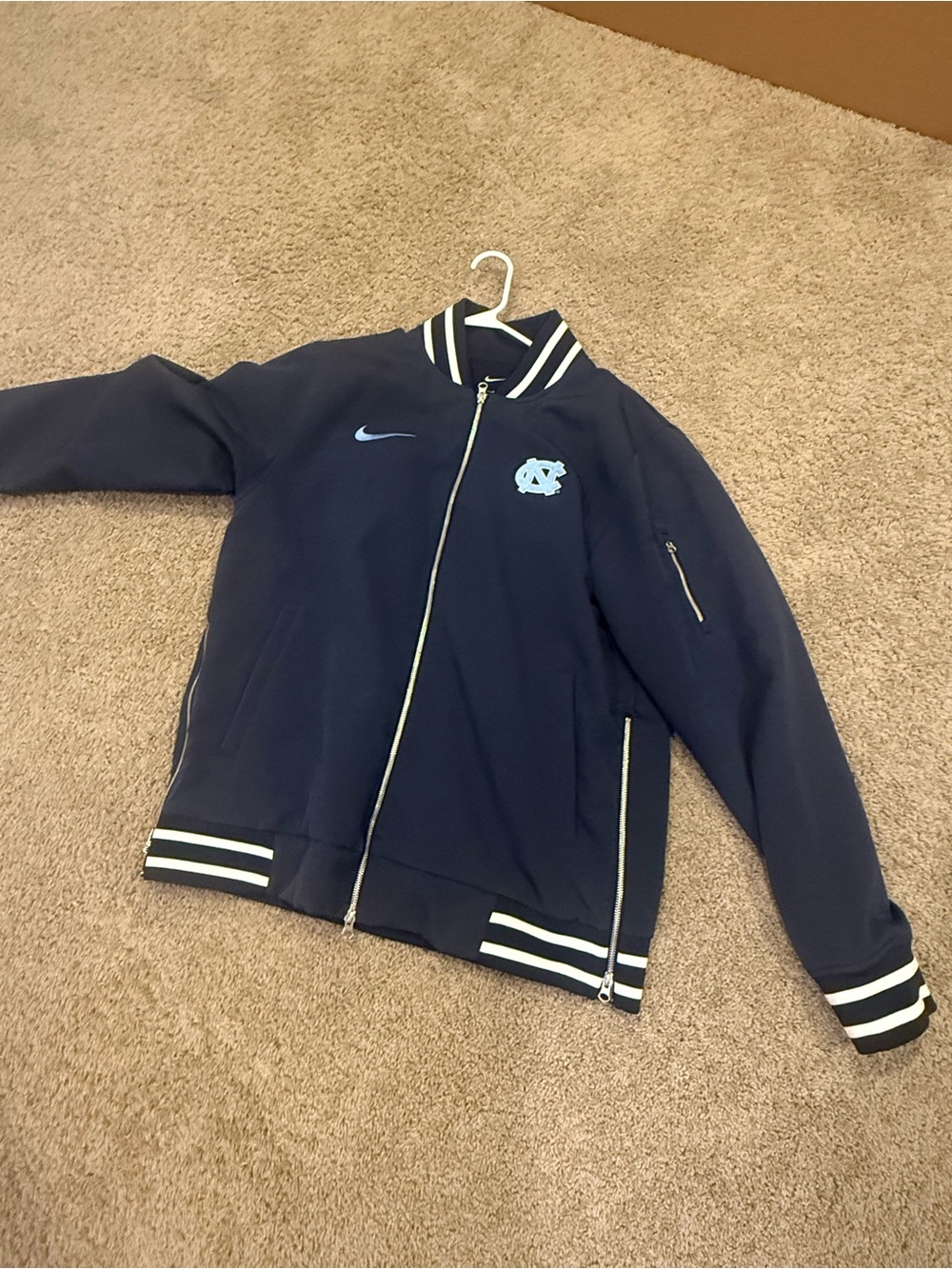 Nike Navy Bomber Jacket with Light Blue UNC Logo